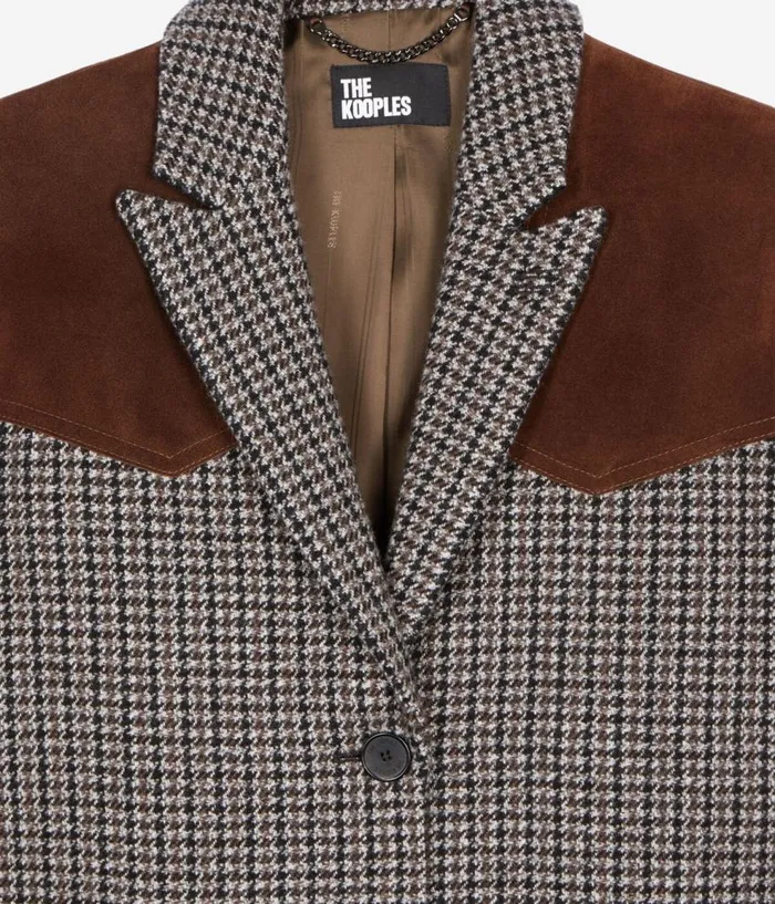 Women Coats and Jackets THE KOOPLES Long Black And White Houndstooth Coat