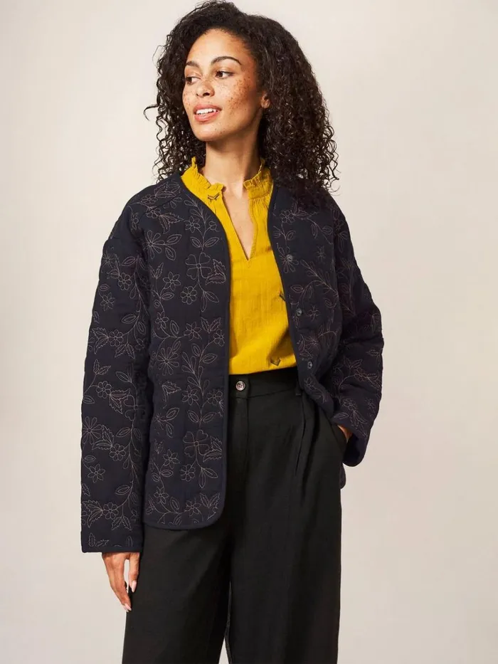 Women COATS and JACKETS White Stuff Alma Floral Emb Jacket Black Multi