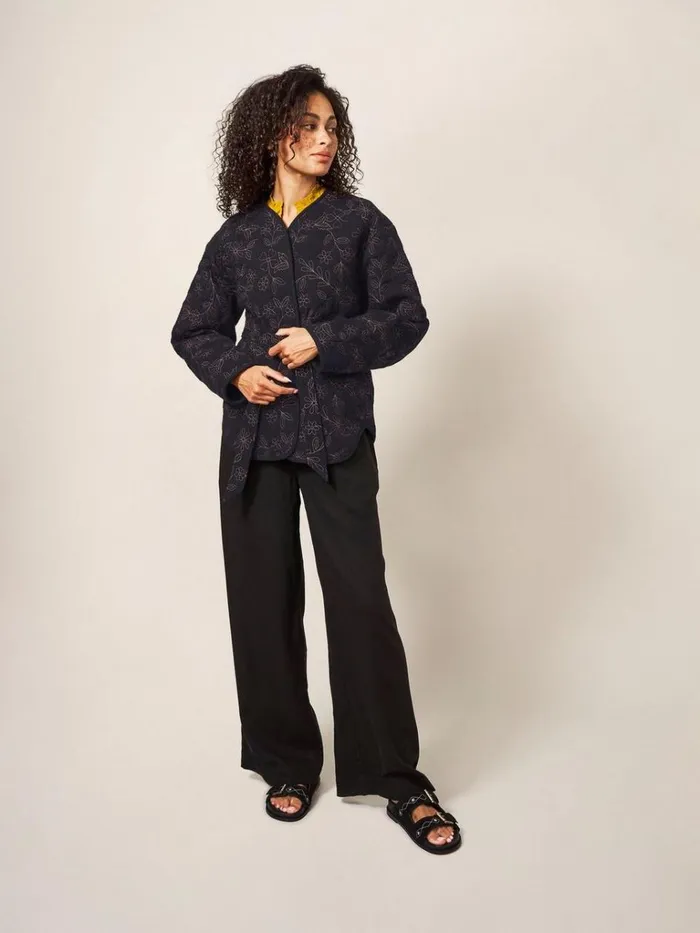 Women COATS and JACKETS White Stuff Alma Floral Emb Jacket Black Multi