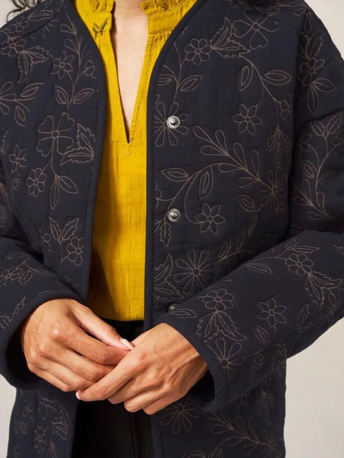 Women COATS and JACKETS White Stuff Alma Floral Emb Jacket Black Multi