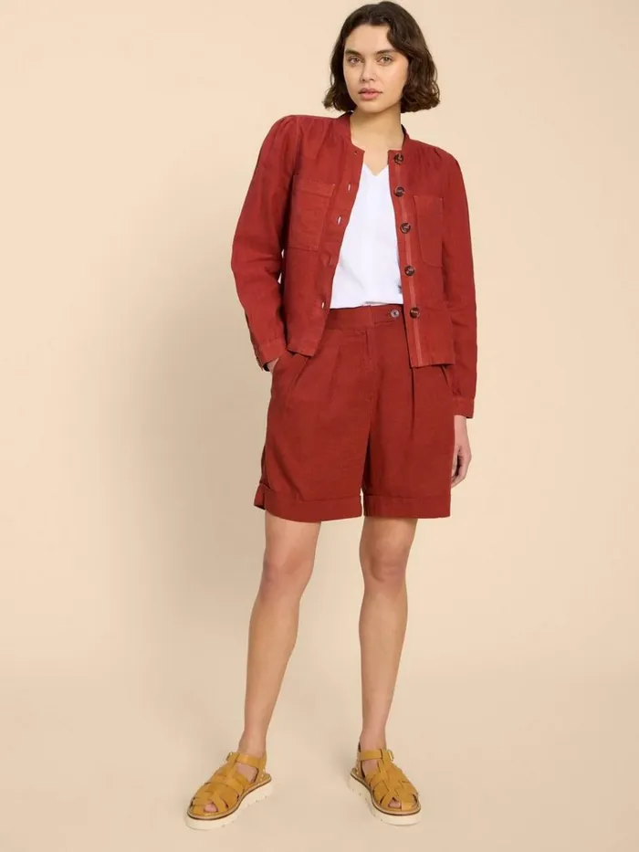 Women COATS and JACKETS White Stuff Delilah Linen Jacket Dk Red