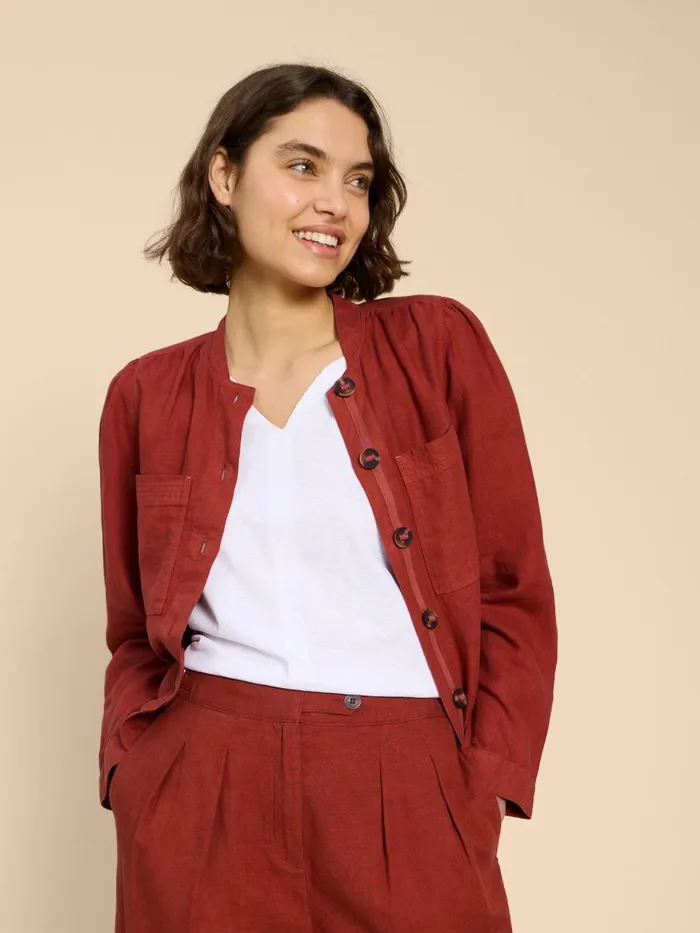 Women COATS and JACKETS White Stuff Delilah Linen Jacket Dk Red Women COATS and JACKETS White Stuff Delilah Linen Jacket Dk Red