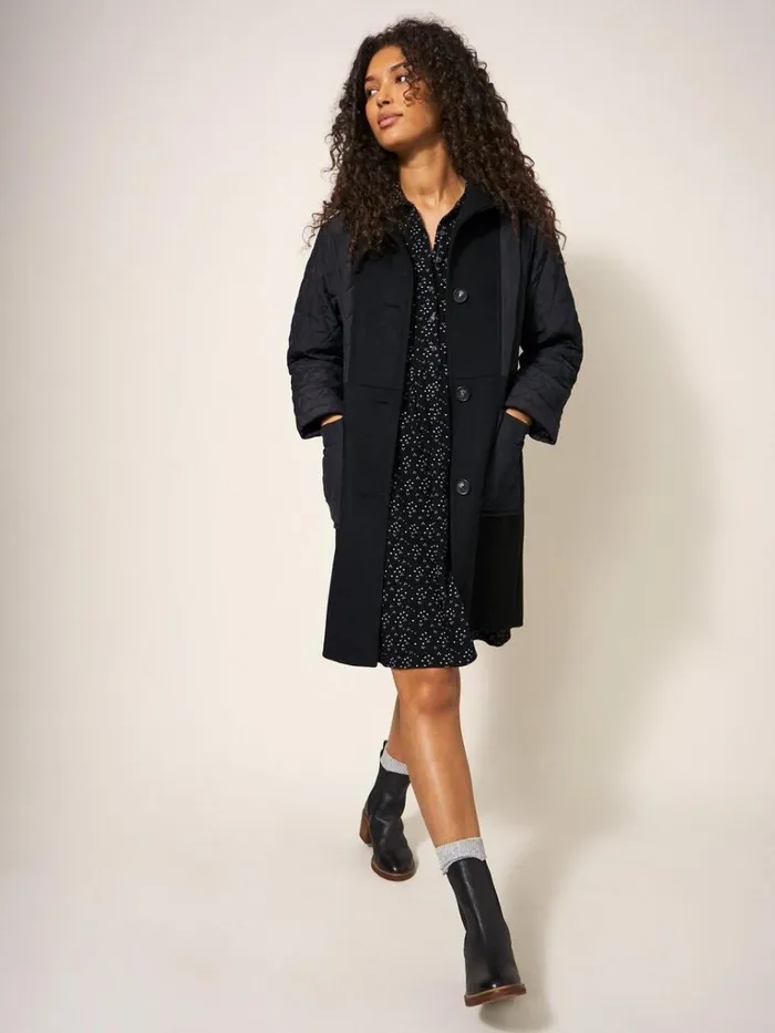 Women COATS and JACKETS White Stuff Karla Fabric Mix Coat Black Multi