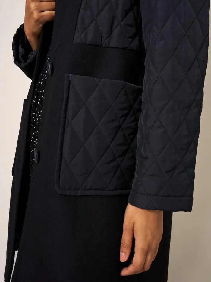 Women COATS and JACKETS White Stuff Karla Fabric Mix Coat Black Multi Women COATS and JACKETS White Stuff Karla Fabric Mix Coat Black Multi