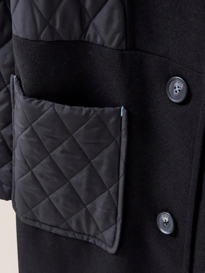Women COATS and JACKETS White Stuff Karla Fabric Mix Coat Black Multi Women COATS and JACKETS White Stuff Karla Fabric Mix Coat Black Multi