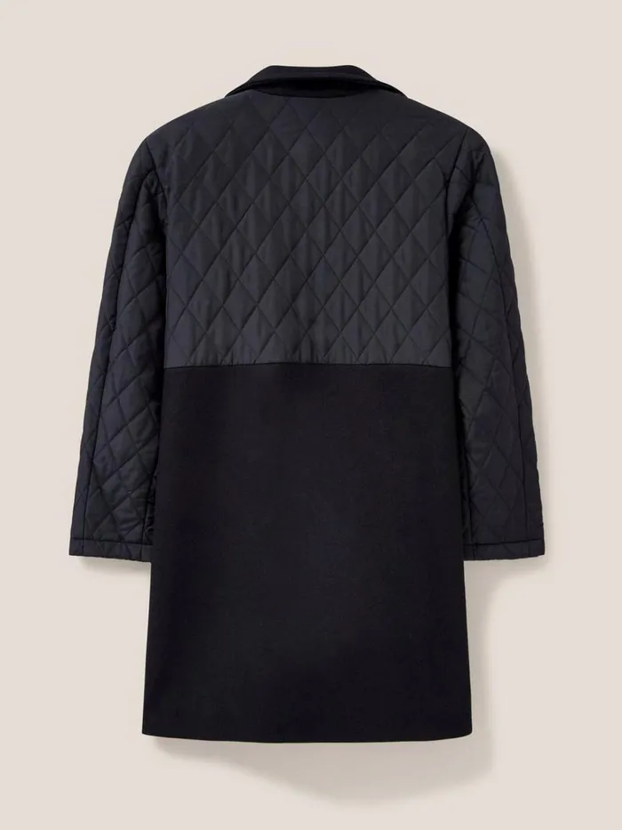 Women COATS and JACKETS White Stuff Karla Fabric Mix Coat Black Multi Women COATS and JACKETS White Stuff Karla Fabric Mix Coat Black Multi