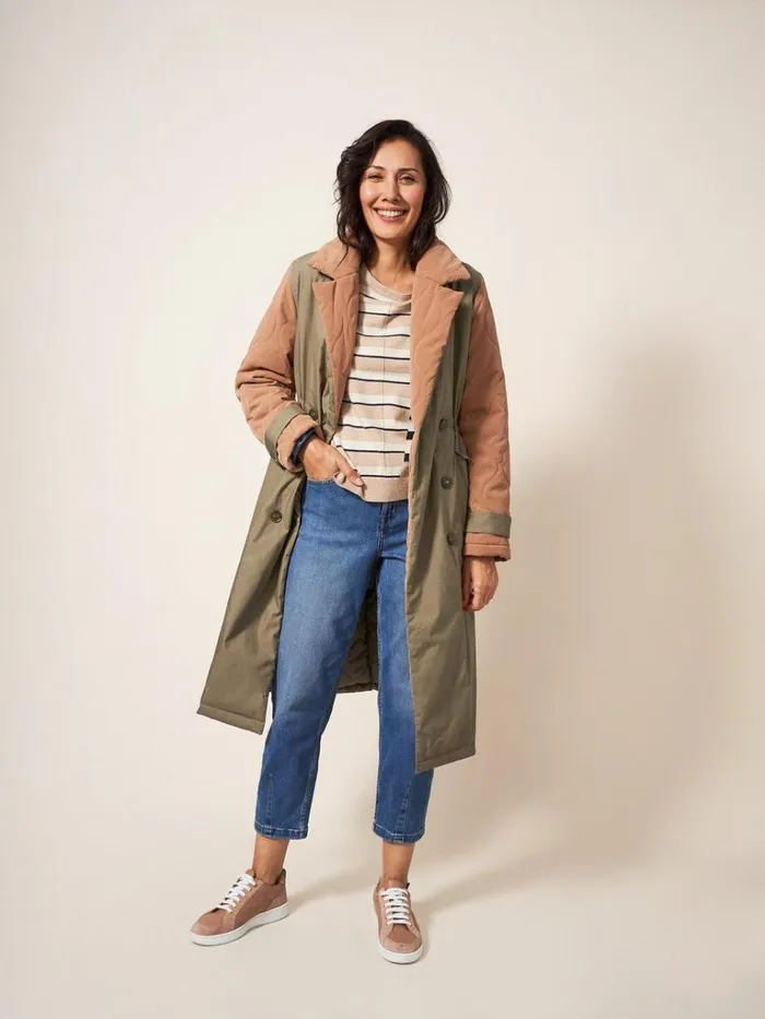 Women COATS and JACKETS White Stuff Peyton Quilted Mac Natural Multi