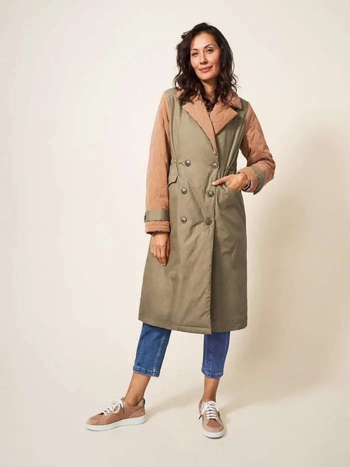 Women COATS and JACKETS White Stuff Peyton Quilted Mac Natural Multi