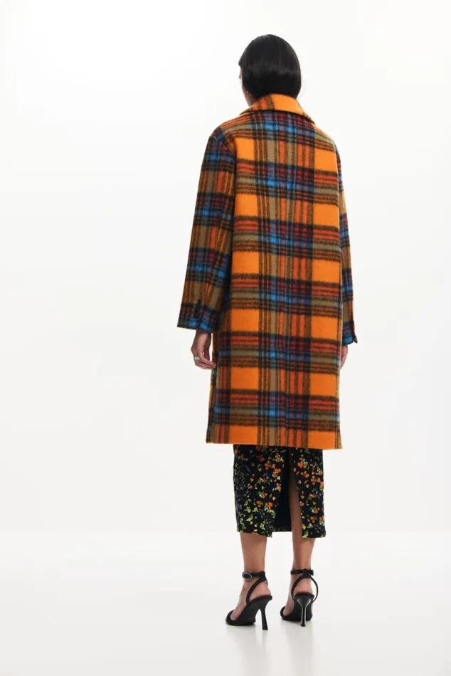 Women Coats And Jackets Desigual Long Checkered Coat