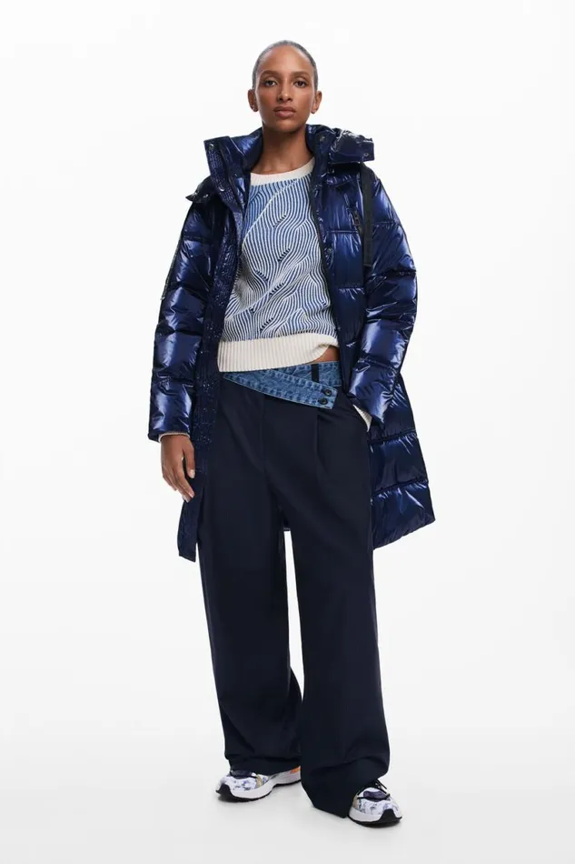 Women Coats And Jackets Desigual Long Iridescent Padded Coat