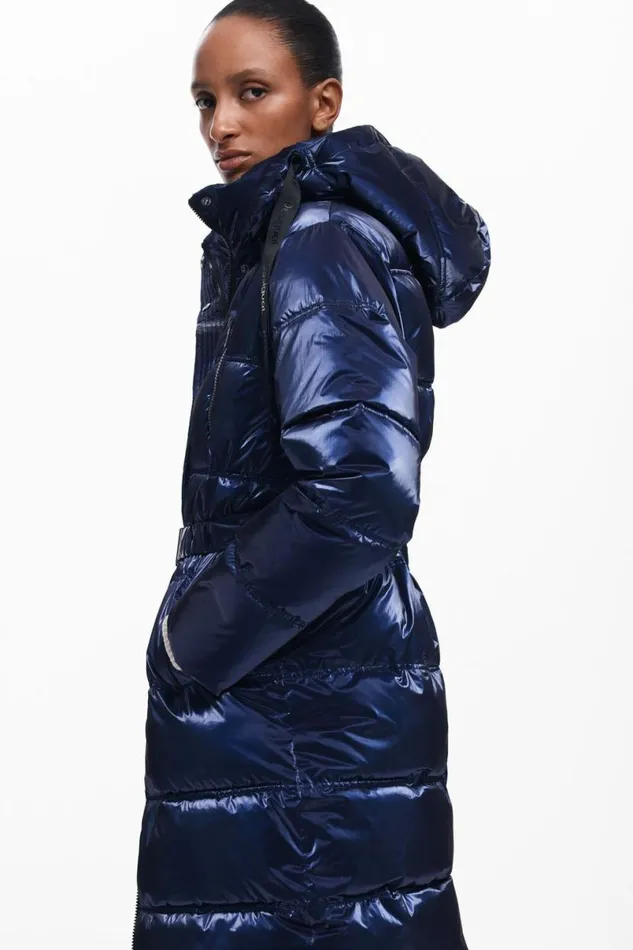 Women Coats And Jackets Desigual Long Iridescent Padded Coat