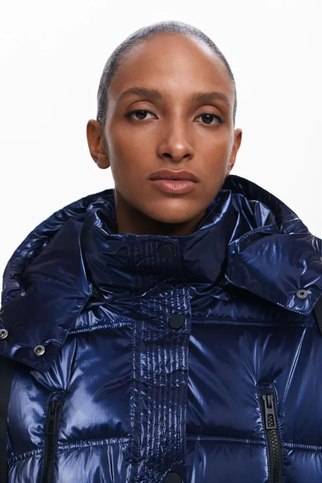 Women Coats And Jackets Desigual Long Iridescent Padded Coat