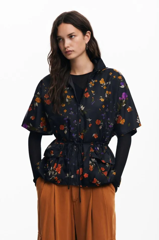 Women Coats And Jackets Desigual Petal Zipper Poncho
