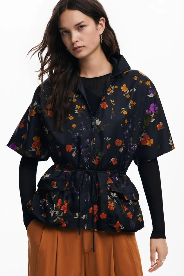Women Coats And Jackets Desigual Petal Zipper Poncho