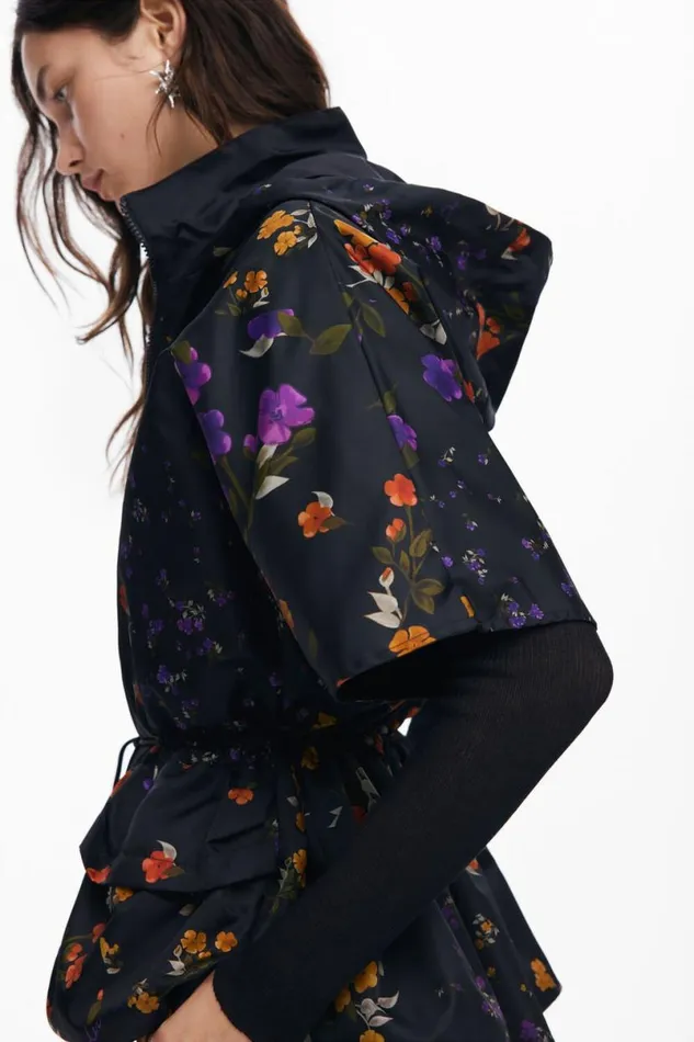 Women Coats And Jackets Desigual Petal Zipper Poncho