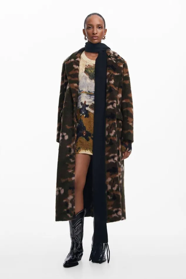 Women Coats And Jackets Desigual Printed Long Coat