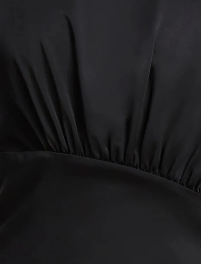 Women Cocktail and Party Dresses BCBG Black Anwen Ruched Mini Dress Black