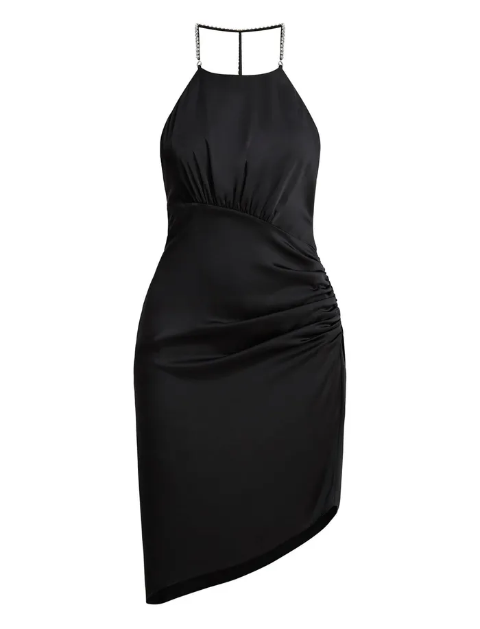 Women Cocktail and Party Dresses BCBG Black Anwen Ruched Mini Dress Black