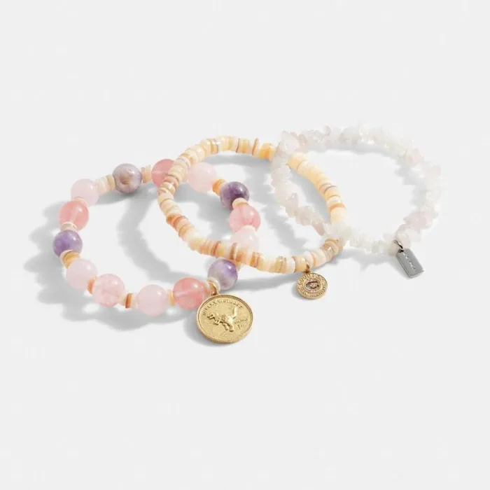Women Coin Beaded Bracelet Set Goldpink Multi Coach Jewelry