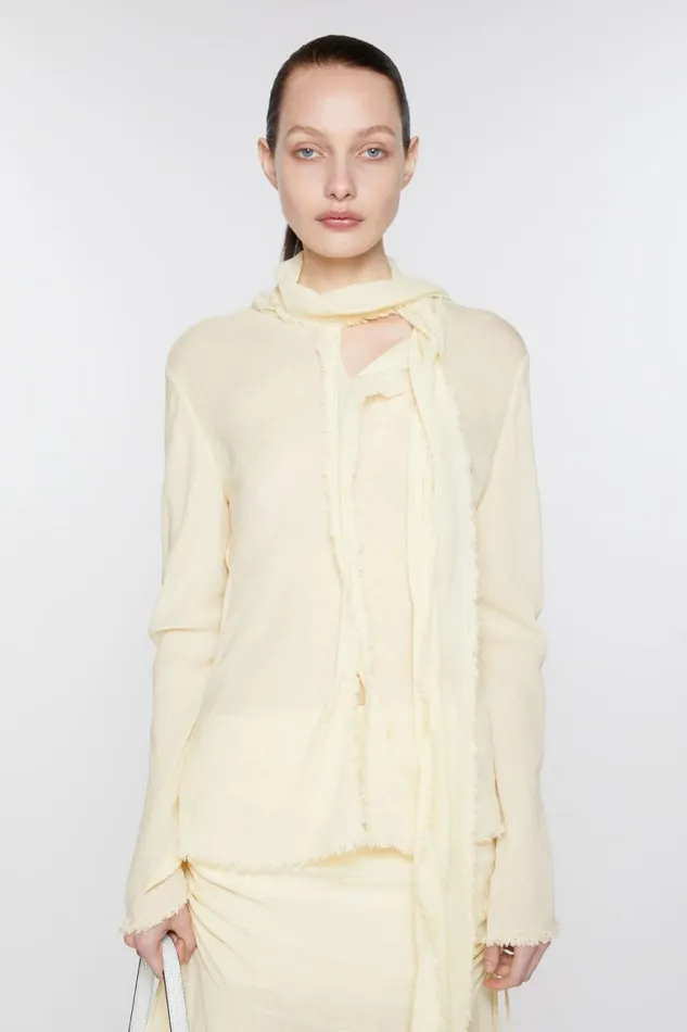 Women Crepe Scarf Blouse Warm White Acne Studios Shirts and Blouses