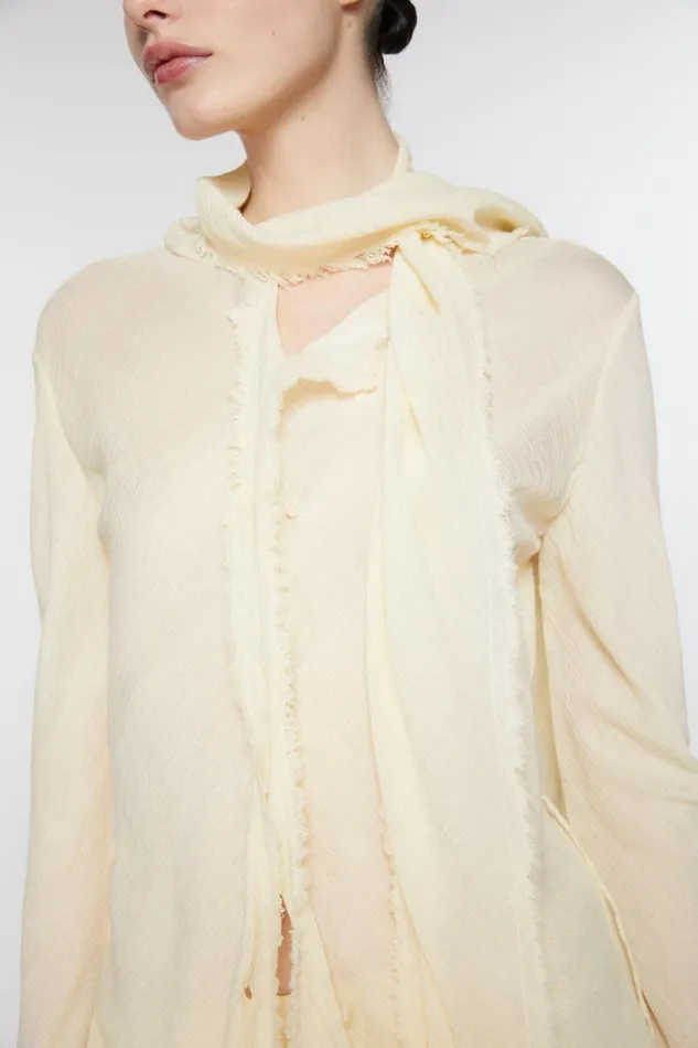 Women Crepe Scarf Blouse Warm White Acne Studios Shirts and Blouses