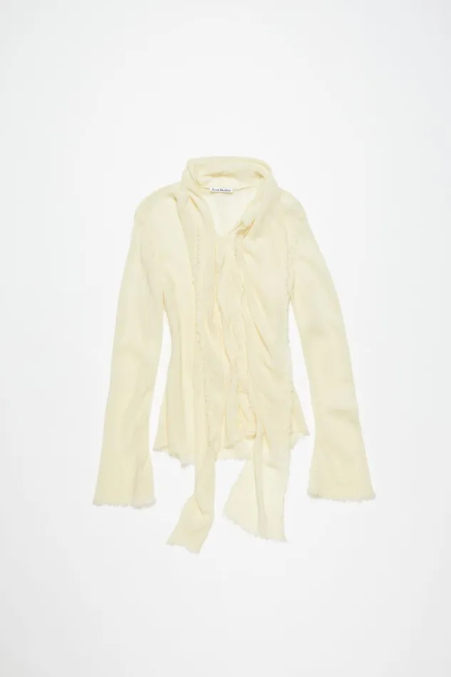 Women Crepe Scarf Blouse Warm White Acne Studios Shirts and Blouses