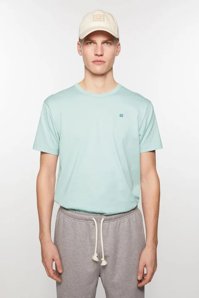 Women Crew Neck Tshirt Regular Fit Dusty Blue Acne Studios Tshirts