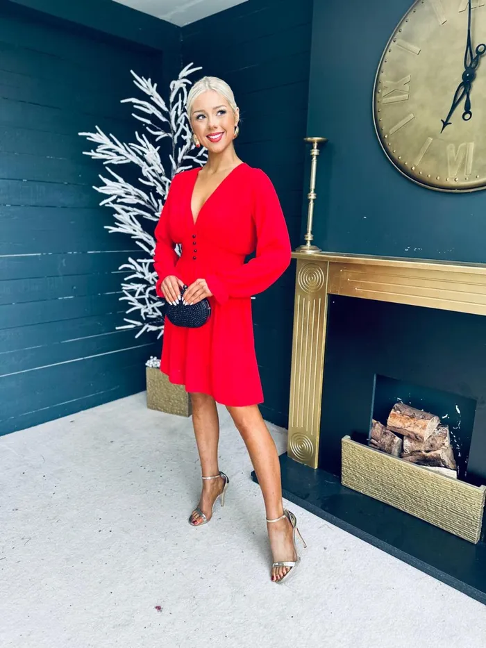 Women Day Dress Canella Lane Kenny Banded Mini Dress Red