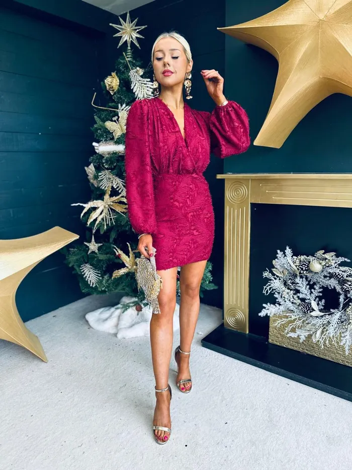 Women Day Dress Canella Lane Matilda Detailed Mini Dress Wine
