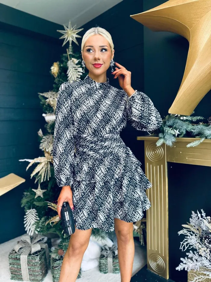 Women Day Dress Canella Lane Paula Banded Mini Dress Mono