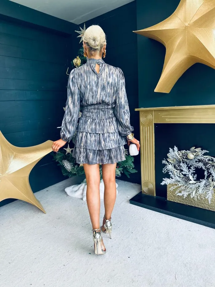 Women Day Dress Canella Lane Sabrina Gold Detail Mini Dress Grey