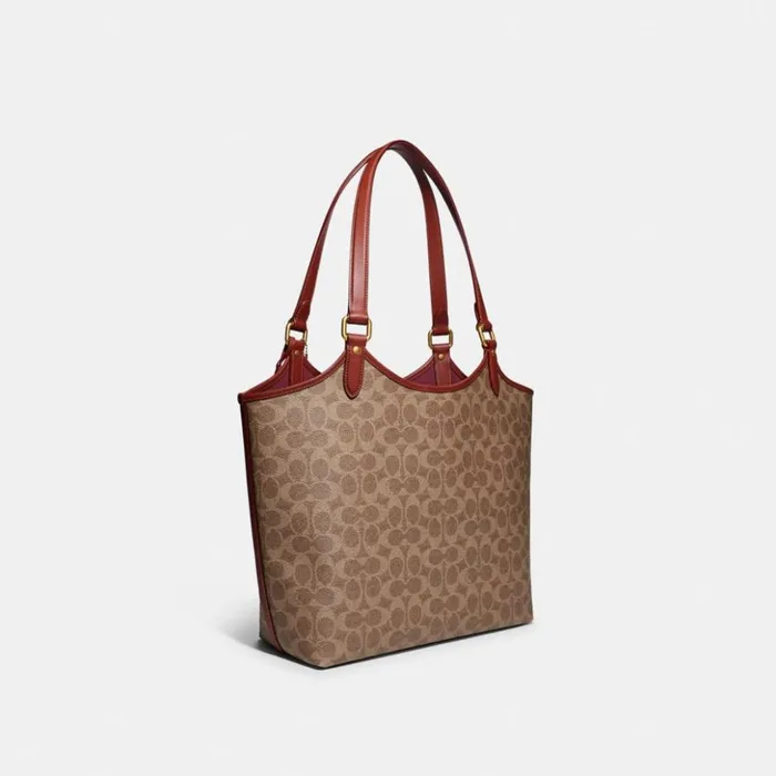 Women Day Tote In Signature Canvas Brasstanrust Coach Totes and Carryalls
