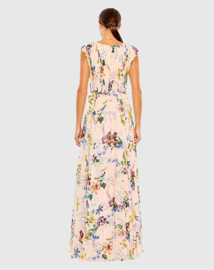 Women Daytime Dresses Mac Duggal Pleated Floral Cap Sleeve A Line Gown Pink Multi Women Daytime Dresses Mac Duggal Pleated Floral Cap Sleeve A Line Gown Pink Multi