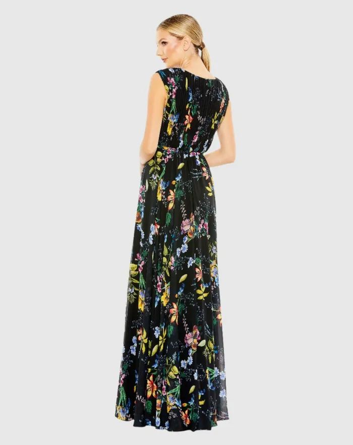 Women Daytime Dresses Mac Duggal Pleated Floral Cap Sleeve A Line Gown Pink Multi Women Daytime Dresses Mac Duggal Pleated Floral Cap Sleeve A Line Gown Pink Multi