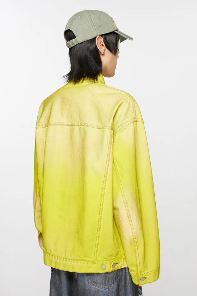 Women Denim Jacket 8211 Oversized Fit Neon Yellow Acne Studios Outerwear