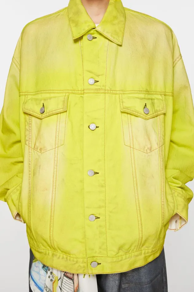 Women Denim Jacket 8211 Oversized Fit Neon Yellow Acne Studios Outerwear