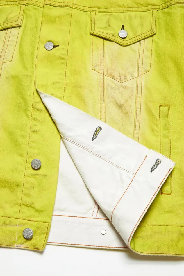 Women Denim Jacket 8211 Oversized Fit Neon Yellow Acne Studios Outerwear