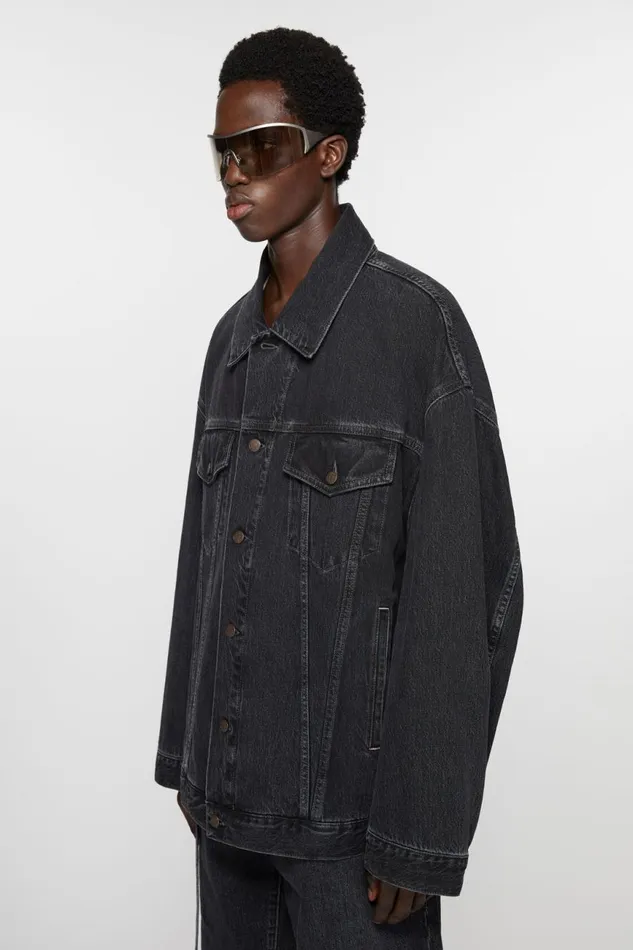 Women Denim Jacket 8211 Oversized Unisex Fit Black Acne Studios Outerwear