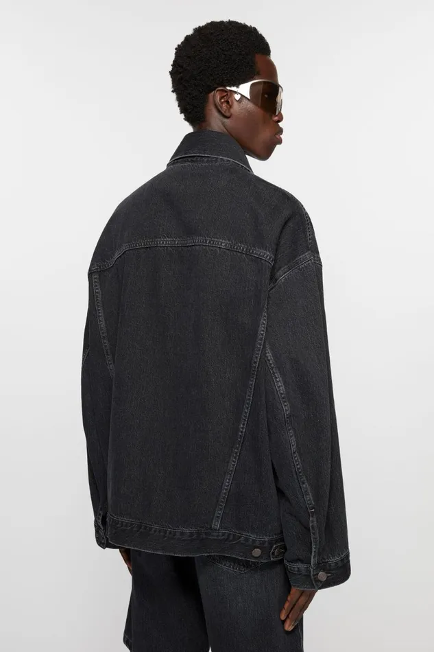 Women Denim Jacket 8211 Oversized Unisex Fit Black Acne Studios Outerwear