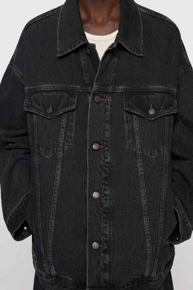 Women Denim Jacket 8211 Oversized Unisex Fit Black Acne Studios Outerwear