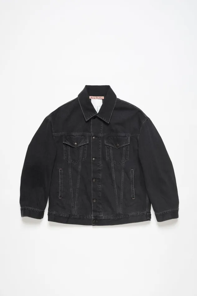 Women Denim Jacket 8211 Oversized Unisex Fit Black Acne Studios Outerwear