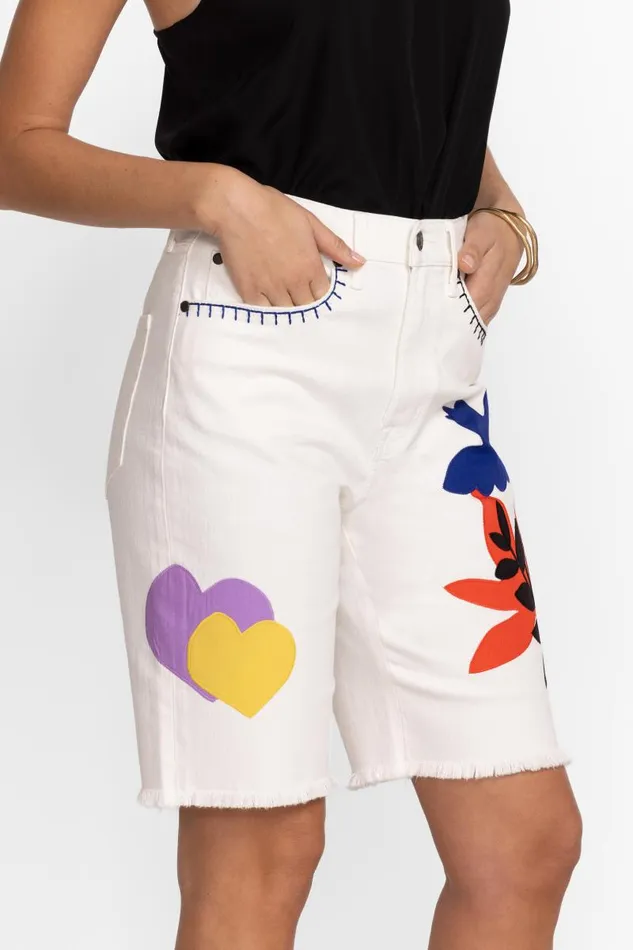 Women Denim Johnny Was ENDLESS SUNSHINE BERMUDA SHORT White Women Denim Johnny Was ENDLESS SUNSHINE BERMUDA SHORT White