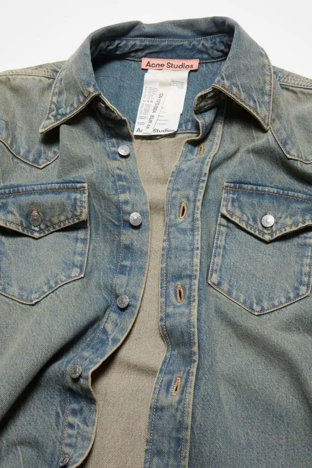 Women Denim Shirt 8211 Relaxed Fit Bluebeige Acne Studios Shirts and Blouses