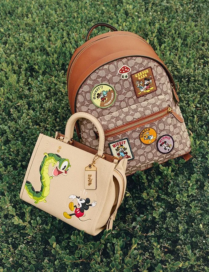 Women Disney X Coach Rogue 25 In Regenerative Leather With Mickey Mouse And Caterpillar Brassivory Coach Satchels and Top Handles