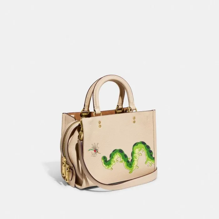Women Disney X Coach Rogue 25 In Regenerative Leather With Mickey Mouse And Caterpillar Brassivory Coach Satchels and Top Handles