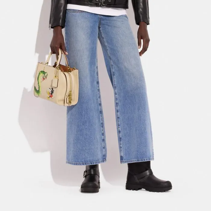 Women Disney X Coach Rogue 25 In Regenerative Leather With Mickey Mouse And Caterpillar Brassivory Coach Satchels and Top Handles