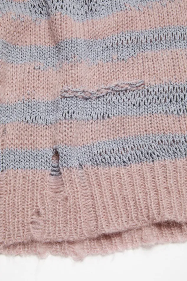 Women Distressed Stripe Jumper Dusty Pink Lilac Acne Studios Knitwear