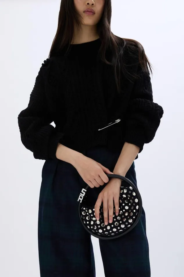 Women Domino Mini Bag In Nylon And Studs Black Black Sonia Rykiel Le Domino