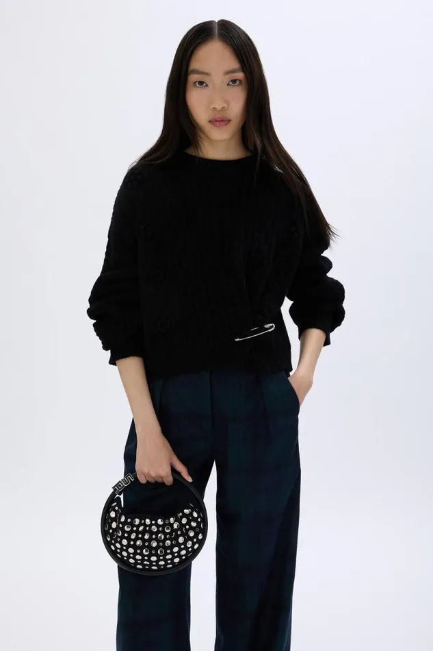 Women Domino Mini Bag In Nylon And Studs Black Black Sonia Rykiel Le Domino