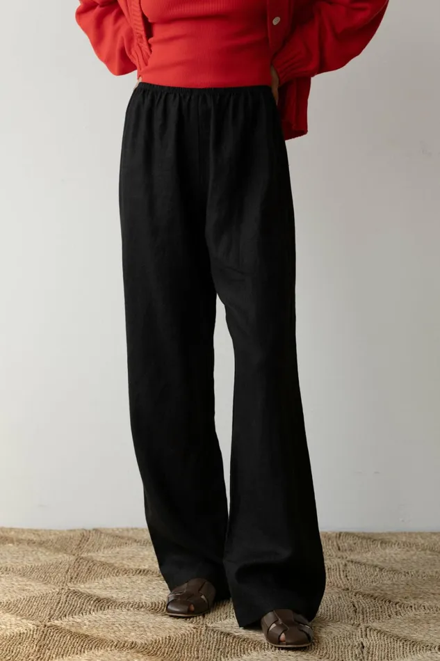 Women DONNI Bottoms The Linen Simple Pant